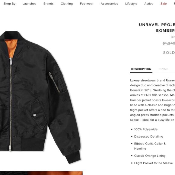 Unravel Project Ben Taverniti Bomber Jacket Size 36 - Picture 2 of 5